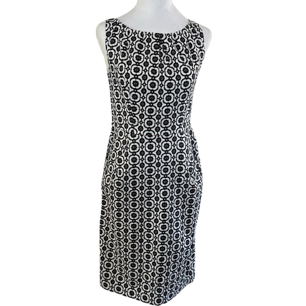 Nine West Black & White Geometric Sheath Dress Sleeveless - Picture 2 of 12